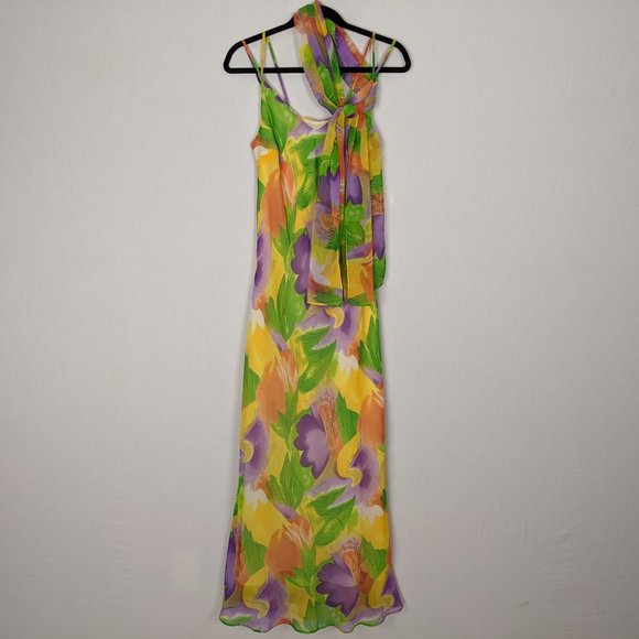Nina Austin summer colorful maxi dress M - Picture 2 of 10